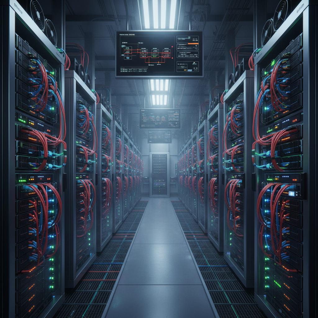 Multiple hard disk drives arranged in RAID array configuration inside server chassis